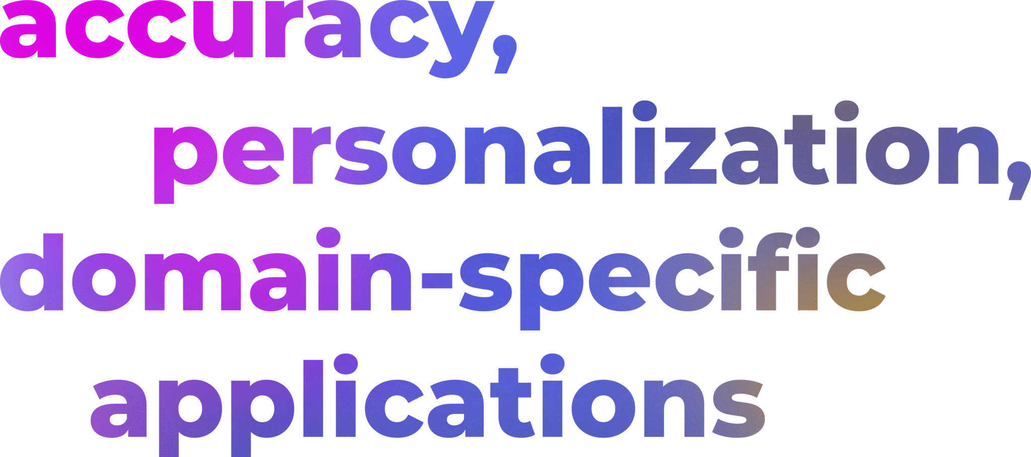 accuracy, personalization, domain-specific applications text