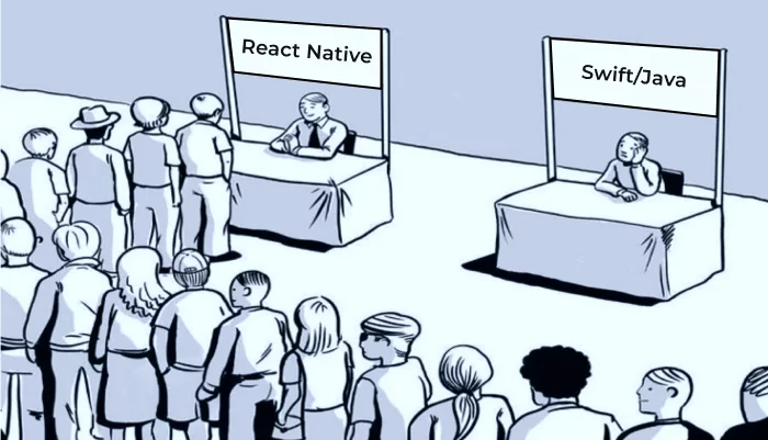 hire the React Native developers way more easily than native developers
