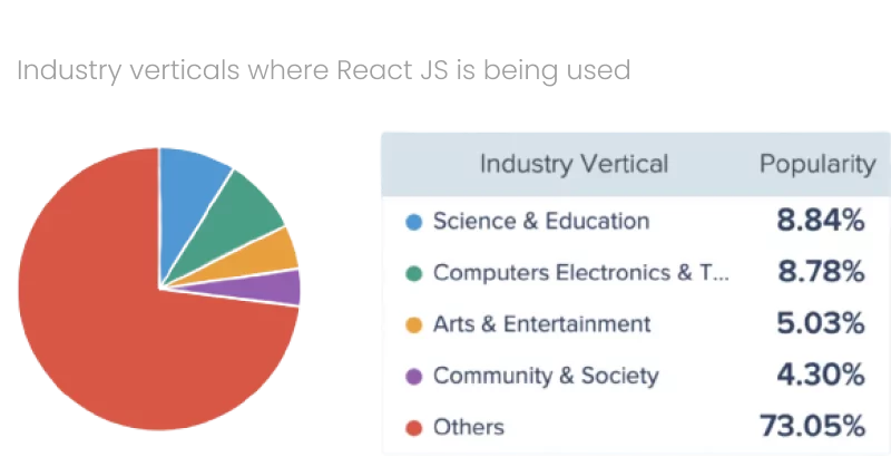 Industry verticals where React JS is being used 