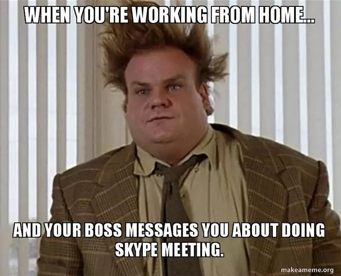 funny man on Skype meeting