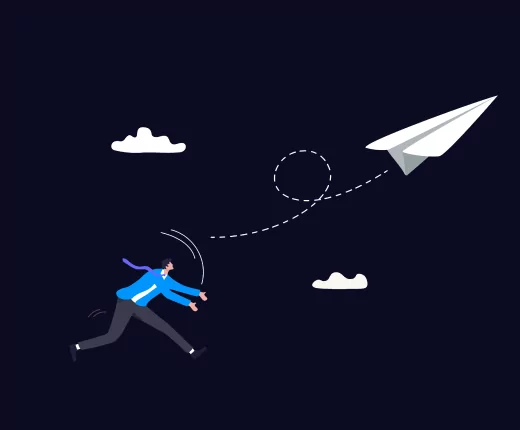 an illustration of a man launching a paper airplane
