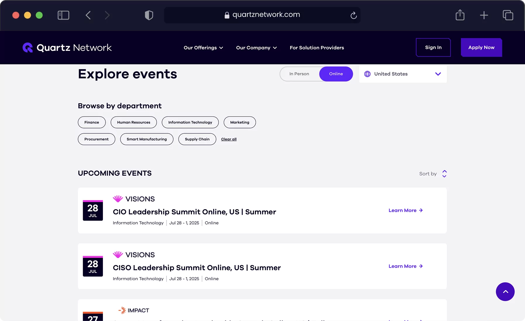 Quartz Network Events