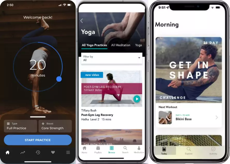 yoga app screenshots 