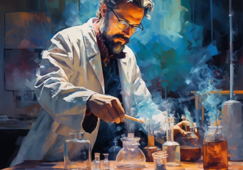 a scientist performs chemical experiments